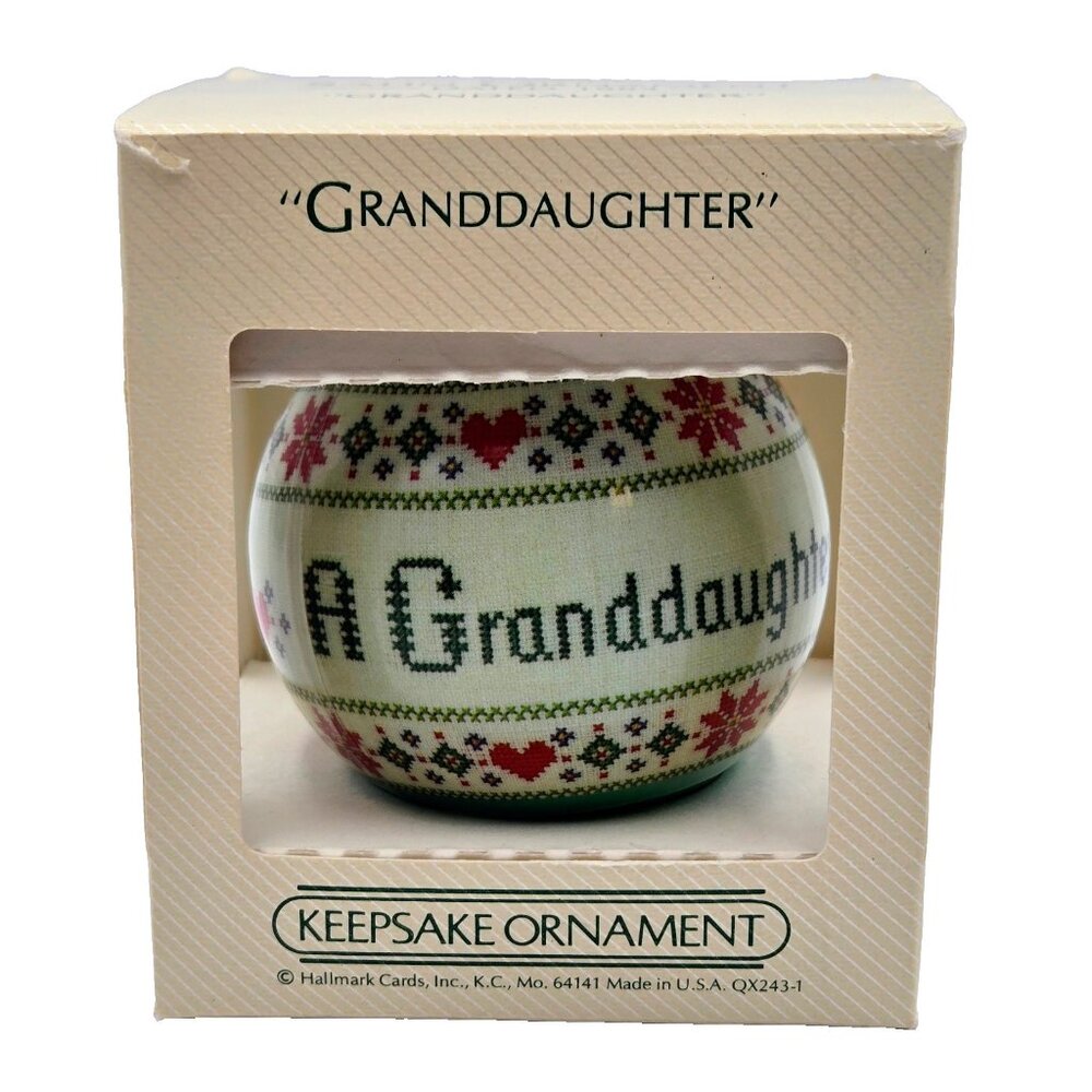 Hallmark 1984 Granddaughter Christmas Ornament Satin Box Read